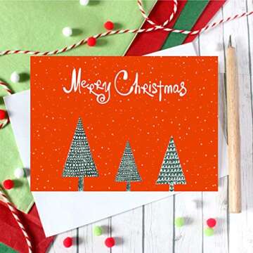 Elegant Christmas Happy Holiday Greeting Cards Bulk Boxed Set of 30, 6 Assorted Winter in Snow Festi...