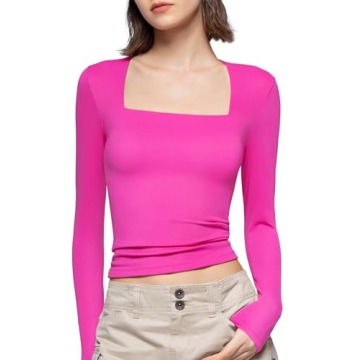 PUMIEY Long Sleeve Shirts for Women - Versatile and Chic Basic Tee in Blush, Perfect for Every Occas...