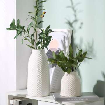Stylish hjn White Flower Vase for Modern Decor