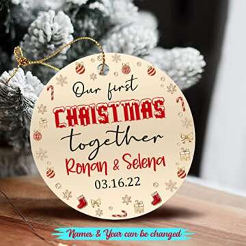 Our First Christmas Together Ornament Gifts for Boyfriend Girlfriend Dating Anniversary, Personalize...