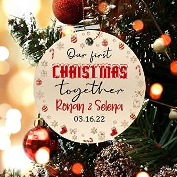 Our First Christmas Together Ornament Gifts for Boyfriend Girlfriend Dating Anniversary, Personalized 1st Xmas Together Ornament, Custom Names & Date Couple Together Ornament Gift for Christmas 2025
