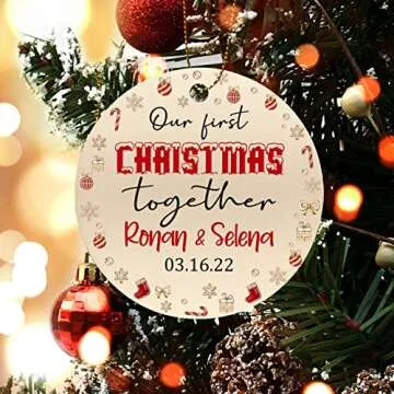 Our First Christmas Together Ornament Gifts for Boyfriend Girlfriend Dating Anniversary, Personalized 1st Xmas Together Ornament, Custom Names & Date Couple Together Ornament Gift for Christmas 2025