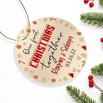 Our First Christmas Together Ornament Gifts for Boyfriend Girlfriend Dating Anniversary, Personalized 1st Xmas Together Ornament, Custom Names & Date Couple Together Ornament Gift for Christmas 2025