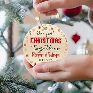 Our First Christmas Together Ornament Gifts for Boyfriend Girlfriend Dating Anniversary, Personalized 1st Xmas Together Ornament, Custom Names & Date Couple Together Ornament Gift for Christmas 2025