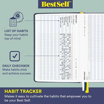 Self Journal by BestSelf — Undated 13-Week Planning, Productivity and Positivity System for Max Achievement and Goal Success — Track Gratitude, Habits and Goals Daily and Weekly (Charcoal)