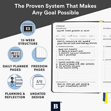 Self Journal by BestSelf — Undated 13-Week Planning, Productivity and Positivity System for Max Achievement and Goal Success — Track Gratitude, Habits and Goals Daily and Weekly (Charcoal)