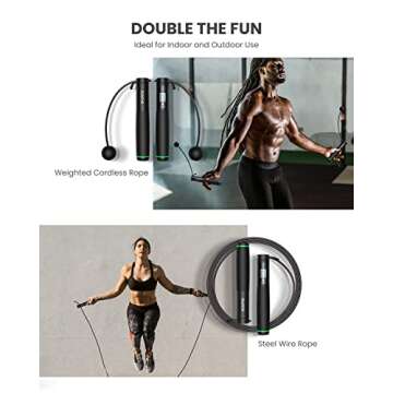 RENPHO Smart Skipping Rope with Counter, Adjustable Jump Ropes for Fitness, Skip Rope with APP Data ...