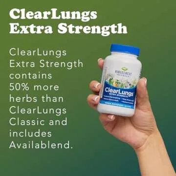 RidgeCrest Herbals ClearLungs Extra Strength, Natural Lung, Nasal Health Formula, Bronchial, Respiratory, Sinus, Mucus Support (60 Caps, 30 Serv)