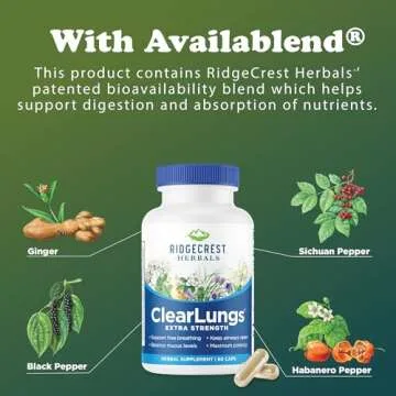 RidgeCrest Herbals ClearLungs Extra Strength, Natural Lung, Nasal Health Formula, Bronchial, Respiratory, Sinus, Mucus Support (60 Caps, 30 Serv)