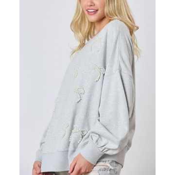 Stylish Y2k Pearl Bow Sweatshirt for Women