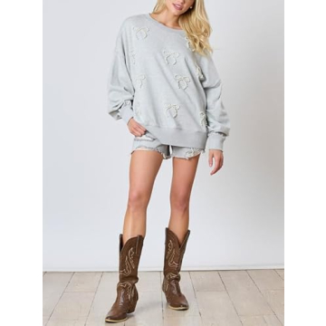 Stylish Y2k Pearl Bow Sweatshirt for Women