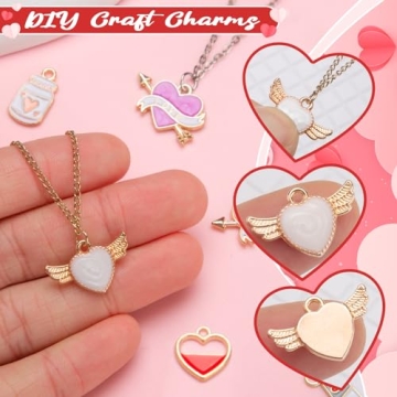 Noverlife 96PCS Valentine's Day Heart Charms for Jewelry Making