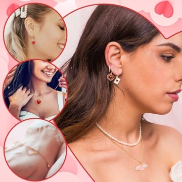 Noverlife 96PCS Valentine's Day Heart Charms for Jewelry Making