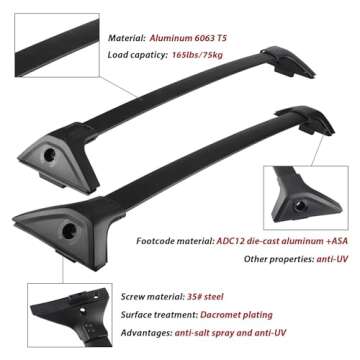 Richeer Roof Rack Aluminum Cross Bars for 2019 2020 2021 2022 2023 2024 RAV4 LE XLE XSE Premium Limited Hybrid with Side Rails, Cargo Racks Rooftop Luggage Canoe Kayak Bicycle roof Bag