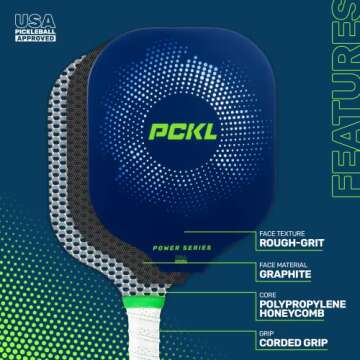 PCKL Pickleball Paddle Pro Series and Power Series | USA Pickleball Approved | Graphite Carbon Face ...