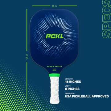 PCKL Pickleball Paddle Pro Series and Power Series | USA Pickleball Approved | Graphite Carbon Face | Edgeless Design | Choose Blue or White Pickleball Paddle