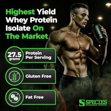 Species Nutrition Isolyze Whey Protein Powder, 100% Whey Isolate Protein, Whey Protein for Muscle Bu...