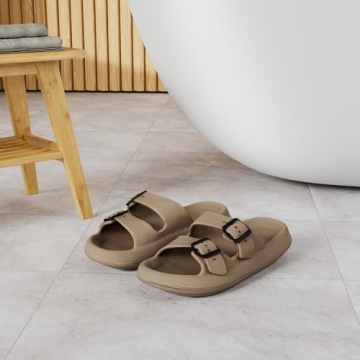 Weweya Double Buckle Waterproof Pillow Sandal for Comfort
