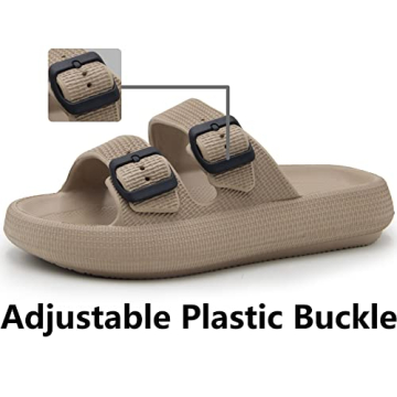 Weweya Double Buckle Waterproof Pillow Sandal for Comfort