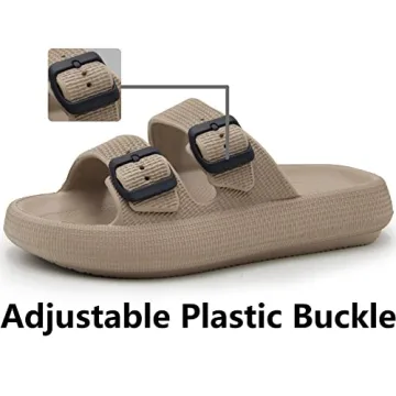 Weweya Double Buckle Waterproof Pillow Sandal for Comfort