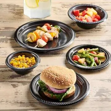 Amscan Black Party Pack Plates - 50 Durable 10.25" Plates