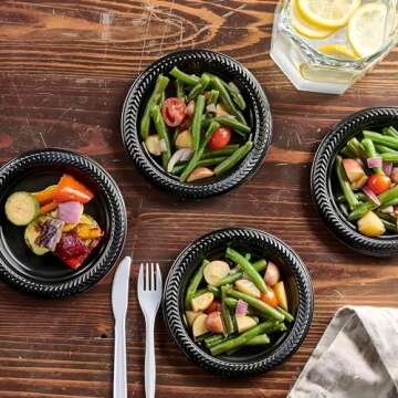 Amscan Black Party Pack Plates - 50 Durable 10.25" Plates