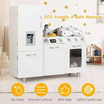 HONEY JOY Kids Wooden Kitchen Playset for Creative Play