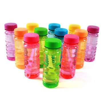 Big Bubble Bottle 12 Pack - 4oz Blow Bubbles Solution Novelty Summer Toy - Activity Party Favor Asso...