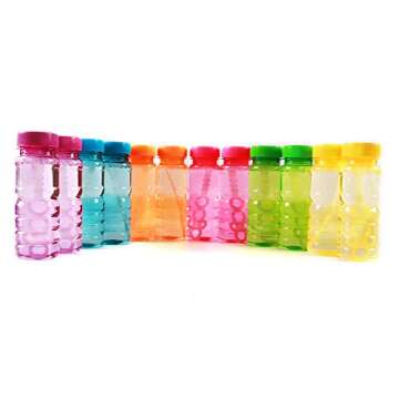 Big Bubble Bottle 12 Pack - 4oz Blow Bubbles Solution Novelty Summer Toy - Activity Party Favor Assorted Colors Set
