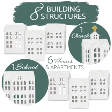 Elanze Designs 18 Piece White Christmas Village Set