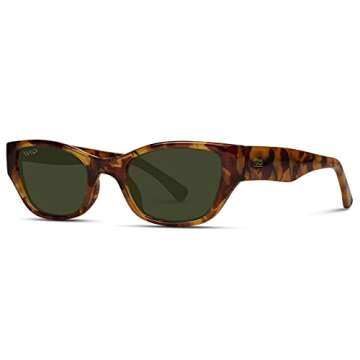WearMe Pro - Thick Rectangular Trendy Women Sunglasses (Tortoise Frame/Smoke Green Lens)