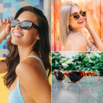 WearMe Pro - Thick Rectangular Trendy Women Sunglasses (Tortoise Frame/Smoke Green Lens)