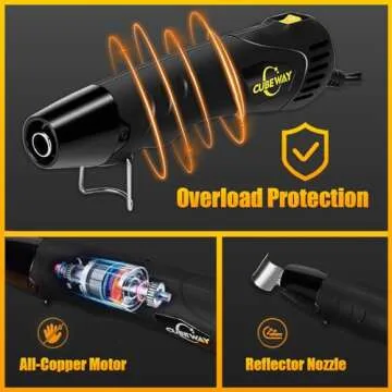Mini Heat Gun, CUBEWAY 350W 662°F Tiny Hot Air Gun Kit with 6.56ft Long Cable, Reflector Nozzle and Heat Shrink Tubing for Wire Connectors, Embossing Small Heat Gun for Epoxy Resin Vinyl Craft