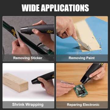 Mini Heat Gun, CUBEWAY 350W 662°F Tiny Hot Air Gun Kit with 6.56ft Long Cable, Reflector Nozzle and Heat Shrink Tubing for Wire Connectors, Embossing Small Heat Gun for Epoxy Resin Vinyl Craft