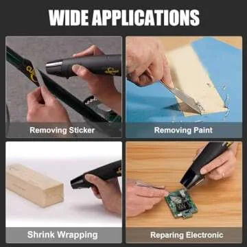 Mini Heat Gun, CUBEWAY 350W 662°F Tiny Hot Air Gun Kit with 6.56ft Long Cable, Reflector Nozzle and Heat Shrink Tubing for Wire Connectors, Embossing Small Heat Gun for Epoxy Resin Vinyl Craft