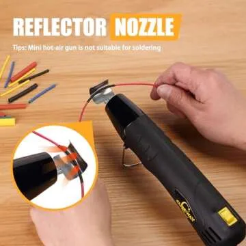 Mini Heat Gun, CUBEWAY 350W 662°F Tiny Hot Air Gun Kit with 6.56ft Long Cable, Reflector Nozzle and Heat Shrink Tubing for Wire Connectors, Embossing Small Heat Gun for Epoxy Resin Vinyl Craft