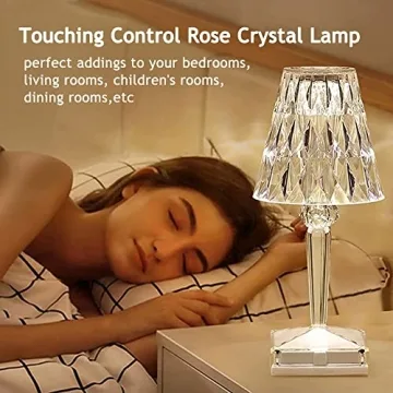 Versatile Crystal Table Lamp with Touch Control and Colors