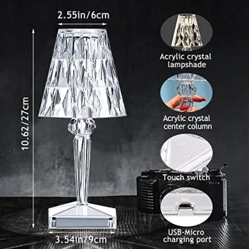 Versatile Crystal Table Lamp with Touch Control and Colors
