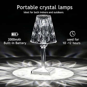 Versatile Crystal Table Lamp with Touch Control and Colors