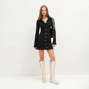 Dsevht Black Leather Knee High Boots for Women Stiletto Kitten Heeled Sexy Tall Boots Square Toe and Side Zipper Design Fashion Dress Boots