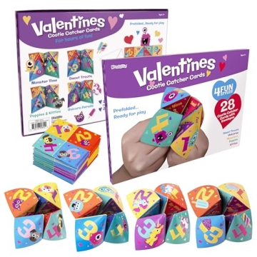 28 Pack Cootie Catcher Valentines Day Cards for Kids