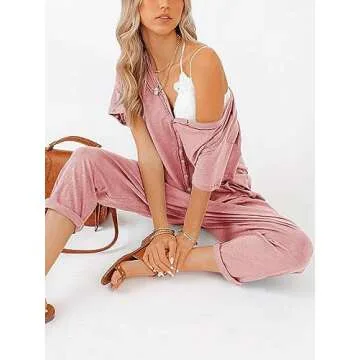 Aoysky Women's Oversize Button Up Jumpsuit for Casual Style