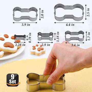 Set of 9-4 Silicone Molds Puppy Dog Paw and Bone，Silicone Dog Treat Molds and 5 Stainless Steel Bone Cookie Cutter，for Chocolate, Candy, Jelly, Dog Treats - Purple,Red,Pink,Blue