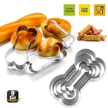 Set of 9-4 Silicone Molds Puppy Dog Paw and Bone，Silicone Dog Treat Molds and 5 Stainless Steel Bone Cookie Cutter，for Chocolate, Candy, Jelly, Dog Treats - Purple,Red,Pink,Blue