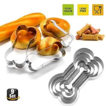 Set of 9-4 Silicone Molds Puppy Dog Paw and Bone，Silicone Dog Treat Molds and 5 Stainless Steel Bone Cookie Cutter，for Chocolate, Candy, Jelly, Dog Treats - Purple,Red,Pink,Blue