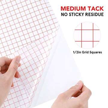 STOBOK Transfer Tape for Vinyl- 12" x 50 FT W/Red Alignment Grid Application Clear Vinyl Transfer Tape Roll, Adhesive Vinyl for Decals, Signs, Windows, Stickers