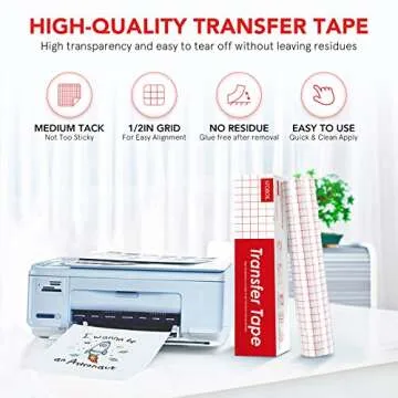 STOBOK Transfer Tape for Vinyl- 12" x 50 FT W/Red Alignment Grid Application Clear Vinyl Transfer Tape Roll, Adhesive Vinyl for Decals, Signs, Windows, Stickers