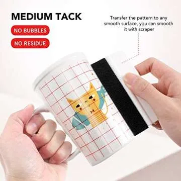 STOBOK Transfer Tape for Vinyl- 12" x 50 FT W/Red Alignment Grid Application Clear Vinyl Transfer Tape Roll, Adhesive Vinyl for Decals, Signs, Windows, Stickers