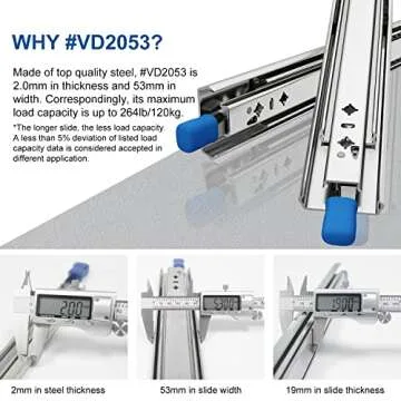 VADANIA 32" Heavy Duty Drawer Slide with Lock & Side Mount