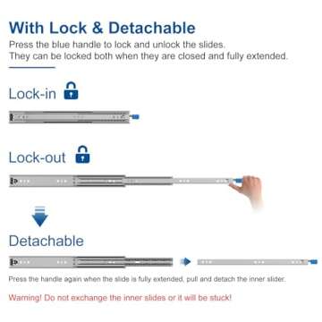 VADANIA 32" Heavy Duty Drawer Slide with Lock & Side Mount